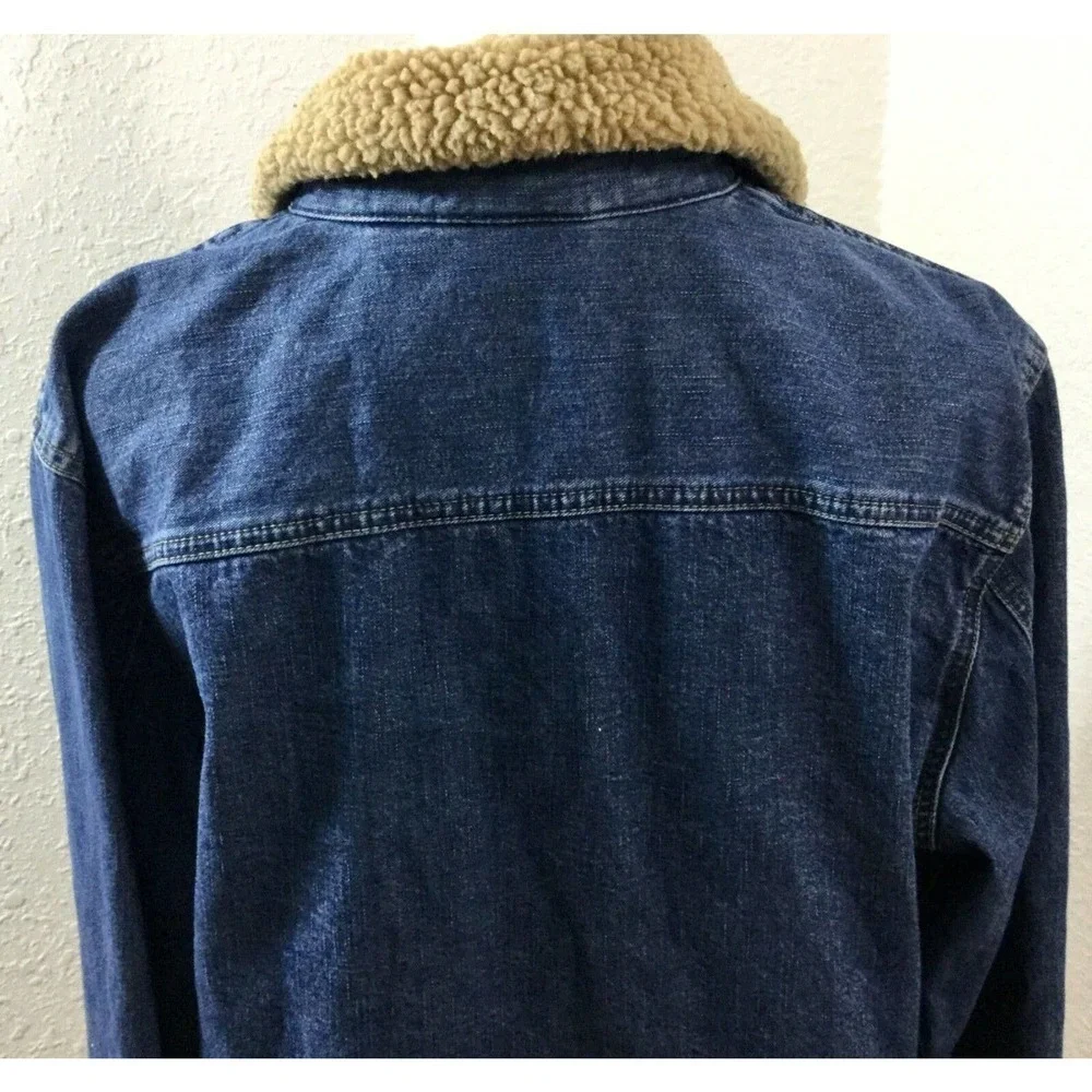 LIZ Claiborne Denim Jeans Jacket Trucker‎ Cotton Blue Sz XL Sherpa Collar Womens